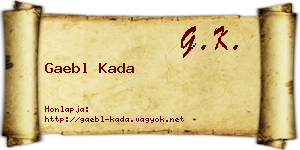 Gaebl Kada névjegykártya